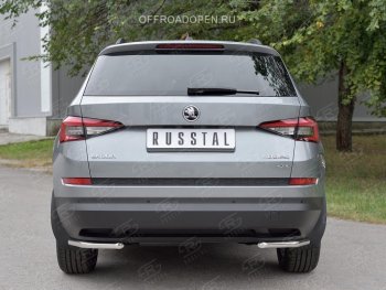 15 399 р. Защита заднего бампера (Ø42 мм, уголки, нержавейка) SLITKOFF Skoda Kodiaq NU7 дорестайлинг (2017-2021)  с доставкой в г. Москва. Увеличить фотографию 4