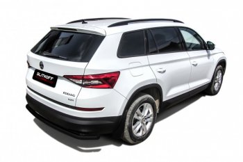 7 999 р. Защита заднего бампера Slitkoff (Ø 57 мм, с гибами)  Skoda Kodiaq  NU7 (2017-2021) дорестайлинг (Сталь с полимерным покрытием. Цвет: черный)  с доставкой в г. Москва. Увеличить фотографию 1