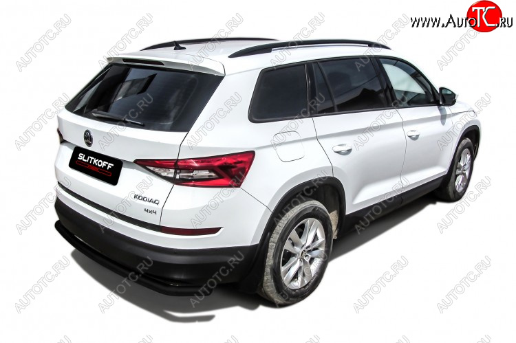 7 999 р. Защита заднего бампера Slitkoff (Ø 57 мм, с гибами)  Skoda Kodiaq  NU7 (2017-2021) дорестайлинг (Сталь с полимерным покрытием. Цвет: черный)  с доставкой в г. Москва