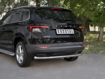 16 899 р. Защита заднего бампера (Ø63 мм, нержавейка) SLITKOFF  Skoda Kodiaq  NU7 (2017-2021) дорестайлинг  с доставкой в г. Москва. Увеличить фотографию 2