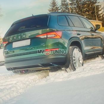 Имитация насадок глушителя MV-Tuning Skoda Kodiaq NU7 дорестайлинг (2017-2021) ()