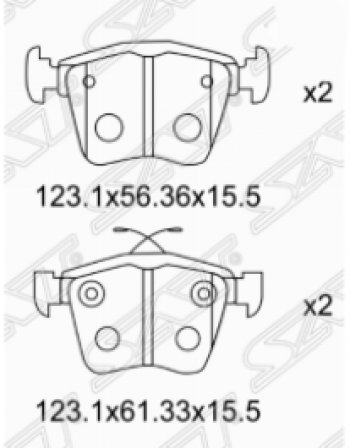 Комплект задних тормозных колодок SAT Volkswagen Passat B7 универсал (2010-2015)