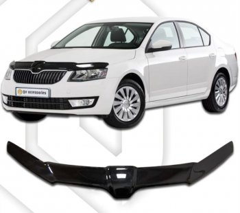 Дефлектор капота CA-Plastiс exclusive Skoda Octavia A7 дорестайлинг лифтбэк (2012-2017)