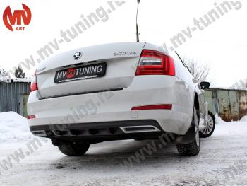 2 399 р. Накладка бампера (диффузор) MV-Tuning Skoda Octavia A7 дорестайлинг лифтбэк (2012-2017) (Глянец, Неокрашенная)  с доставкой в г. Москва. Увеличить фотографию 2