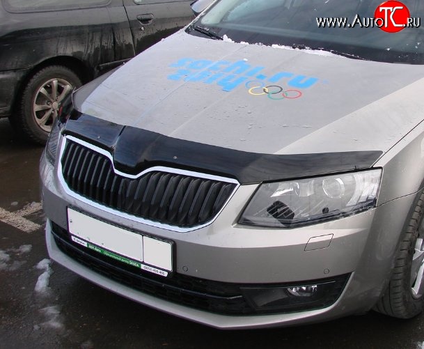 2 879 р. Дефлектор капота NovLine  Skoda Octavia  A7 (2012-2017) дорестайлинг лифтбэк, дорестайлинг универсал  с доставкой в г. Москва