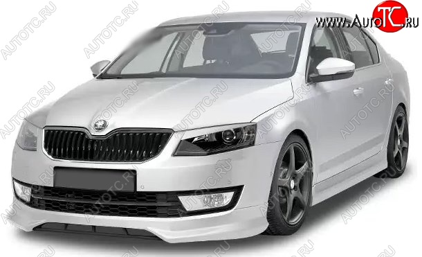 5 999 р. Накладка на передний бампер CT Skoda Octavia A7 дорестайлинг универсал (2012-2017) (Неокрашенная)  с доставкой в г. Москва