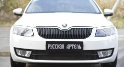 979 р. Зимняя заглушка решетки переднего бампера РА Skoda Octavia A7 дорестайлинг лифтбэк (2012-2017)  с доставкой в г. Москва. Увеличить фотографию 2