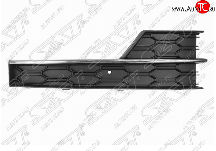 1 099 р. Правая решетка в передний бампер SAT (под ПТФ и хром молдинг)  Skoda Octavia  A7 (2016-2020) рестайлинг лифтбэк, рестайлинг универсал  с доставкой в г. Москва