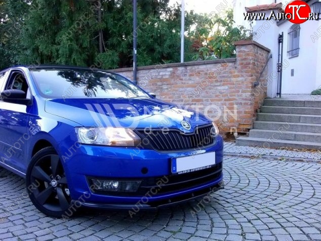 6 299 р. Накладка на передний бампер Splitter Skoda Rapid NH3 дорестайлинг лифтбэк (2012-2017) (Неокрашенная)  с доставкой в г. Москва