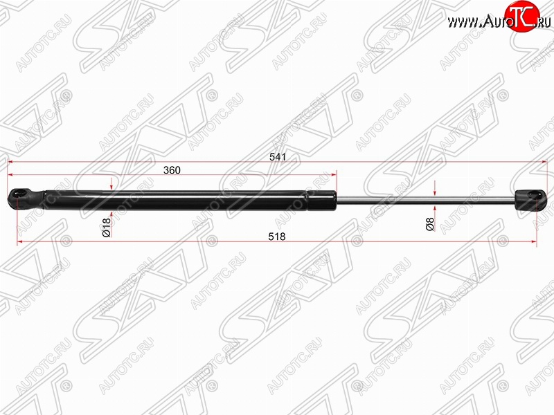 699 р. Газовый упор крышки багажника SAT  Skoda Rapid ( NH3,  NH1) (2012-2020) дорестайлинг лифтбэк, хэтчбэк дорестайлинг, хэтчбэк рестайлинг, рестайлинг лифтбэк  с доставкой в г. Москва