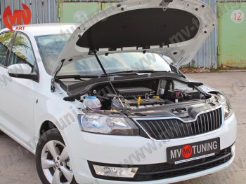 2 969 р. Упор капота MV-Tuning (одинарный) Skoda Rapid NH3 дорестайлинг лифтбэк (2012-2017)  с доставкой в г. Москва. Увеличить фотографию 2