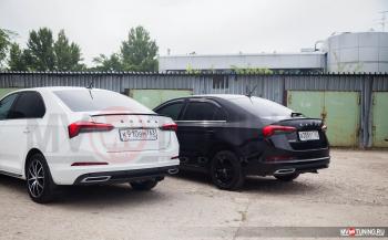 4 199 р. Имитация насадок глушителя RS Style MV-Tuning  Skoda Rapid  MK2 (2019-2025) (SILVER (серебро))  с доставкой в г. Москва. Увеличить фотографию 3