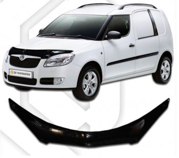 2 399 р. Дефлектор капота CA-Plastiс exclusive  Skoda Roomster  5J (2006-2010) дорестайлинг (Classic черный, Без надписи)  с доставкой в г. Москва. Увеличить фотографию 1