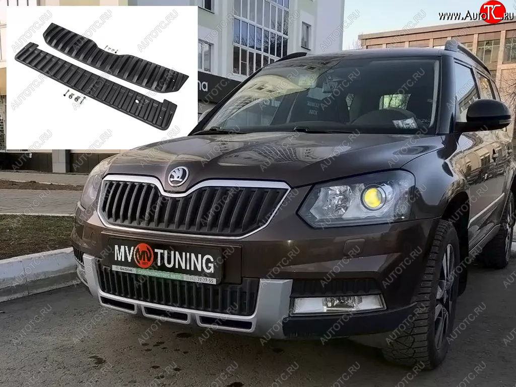 2 999 р. Заглушка решетки радиатора (верхняя, OUTDOOR) MV-Tuning  Skoda Yeti (2013-2018) (Текстурная поверхность)  с доставкой в г. Москва