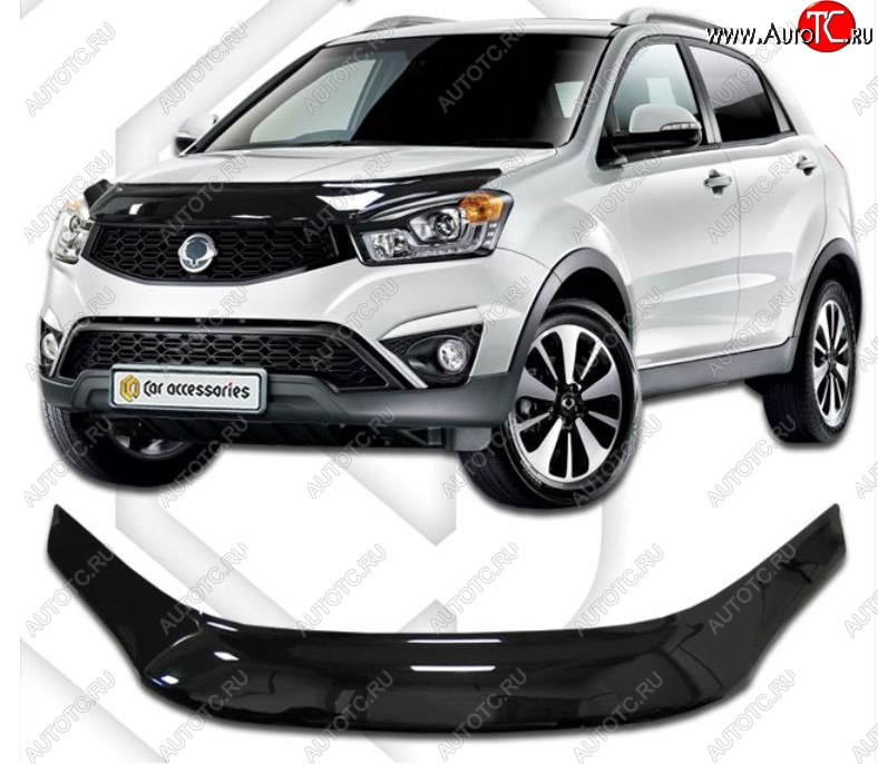 2 399 р. Дефлектор капота CA-Plastiс exclusive  SSANGYONG Actyon (2013-2021) рестайлинг (Classic черный, Без надписи)  с доставкой в г. Москва