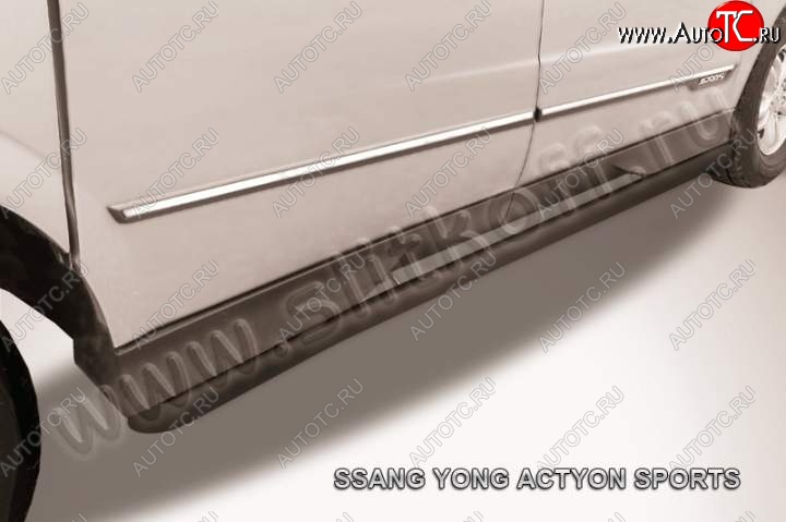 10 949 р. Защита порогов Slitkoff SSANGYONG Actyon Sport (2012-2025) (Цвет: серебристый)  с доставкой в г. Москва