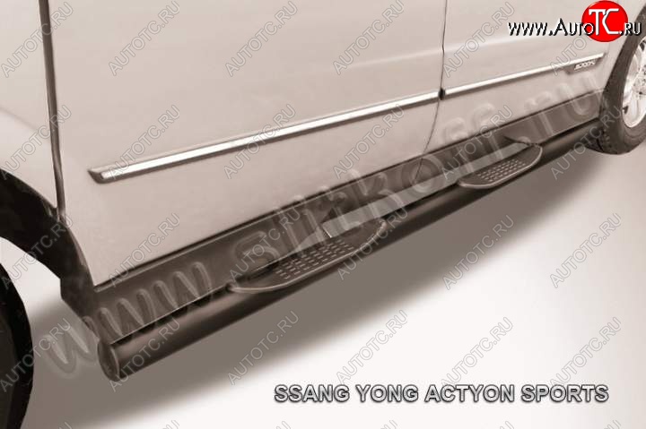 11 999 р. Защита порогов Slitkoff SSANGYONG Actyon Sport (2012-2025) (Цвет: серебристый)  с доставкой в г. Москва