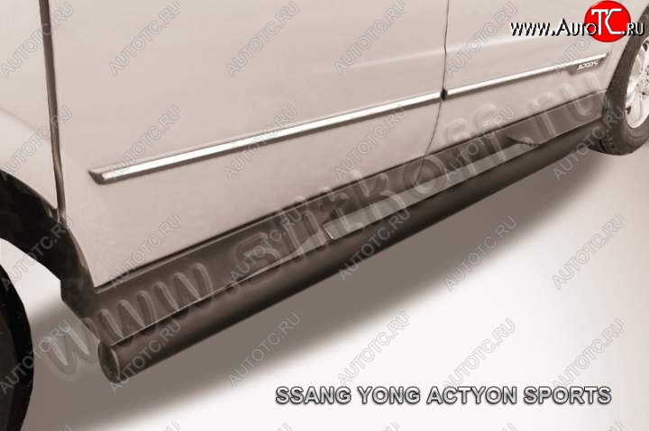 10 349 р. Защита порогов Slitkoff SSANGYONG Actyon Sport (2012-2025) (Цвет: серебристый)  с доставкой в г. Москва