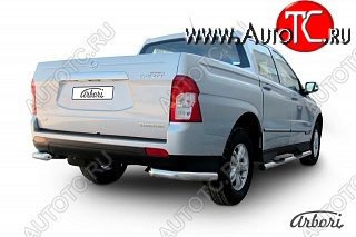 8 909 р. Защита заднего бампера Arbori SSANGYONG Actyon Sport (2012-2024)  с доставкой в г. Москва