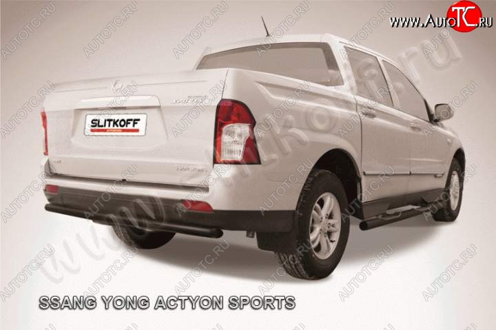 6 749 р. Защита задняя Slitkoff SSANGYONG Actyon Sport (2012-2024) (Цвет: серебристый)  с доставкой в г. Москва