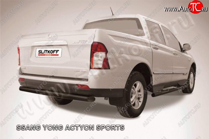 7 699 р. Защита задняя Slitkoff SSANGYONG Actyon Sport (2012-2024) (Цвет: серебристый)  с доставкой в г. Москва