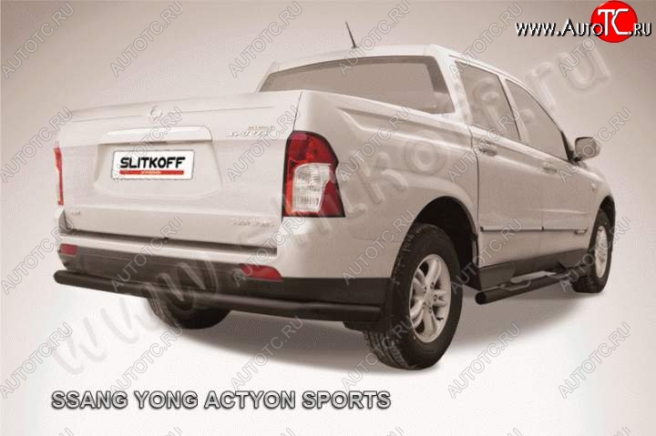 9 849 р. Защита задняя Slitkoff SSANGYONG Actyon Sport (2012-2024) (Цвет: серебристый)  с доставкой в г. Москва