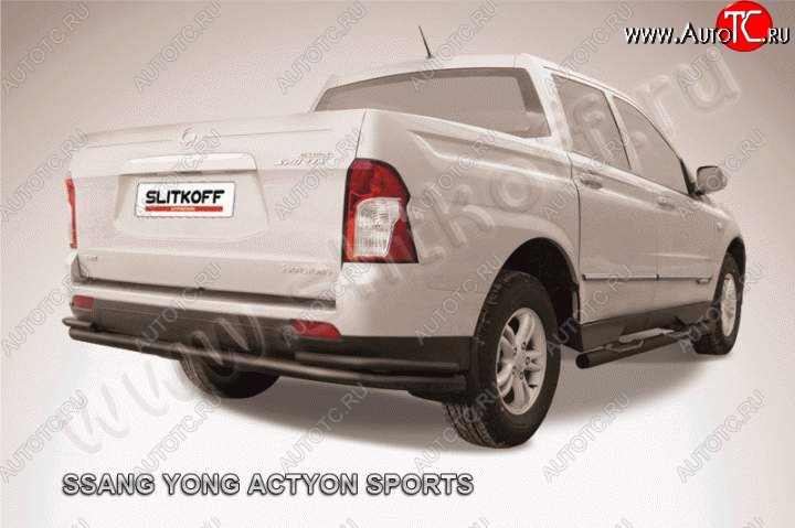 11 199 р. Защита задняя Slitkoff SSANGYONG Actyon Sport (2012-2024) (Цвет: серебристый)  с доставкой в г. Москва