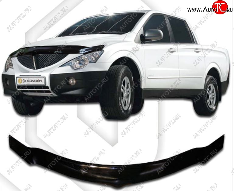 2 599 р. Дефлектор капота CA-Plastiс exclusive  SSANGYONG Actyon  1 (2006-2010) (Classic черный, Без надписи)  с доставкой в г. Москва