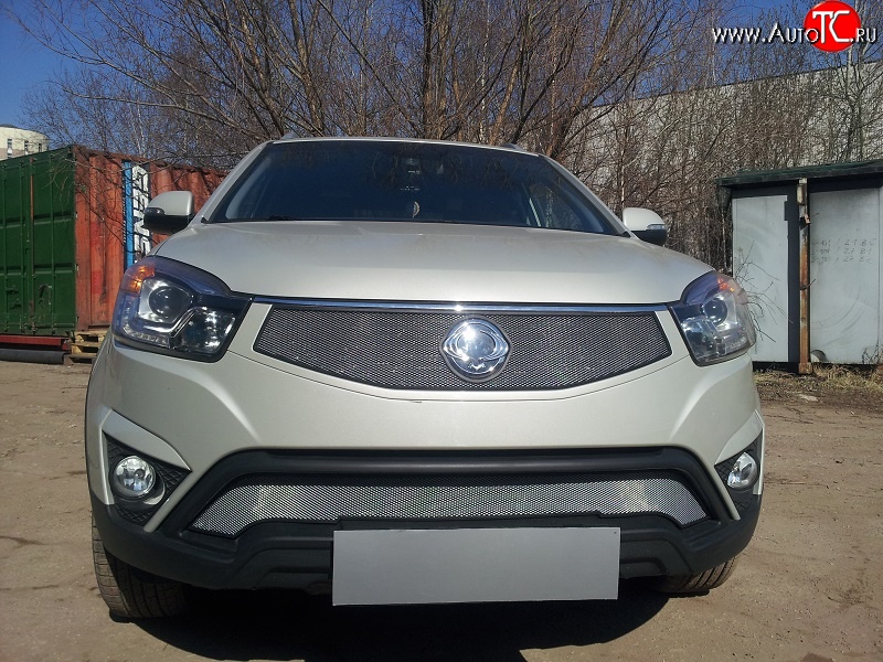 1 539 р. Нижняя сетка на бампер Russtal (хром) SSANGYONG Actyon рестайлинг (2013-2021)  с доставкой в г. Москва