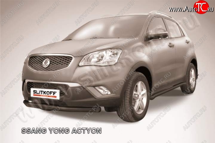 10 499 р. защита переднего бампера Slitkoff SSANGYONG Actyon дорестайлинг (2010-2013) (Цвет: серебристый)  с доставкой в г. Москва