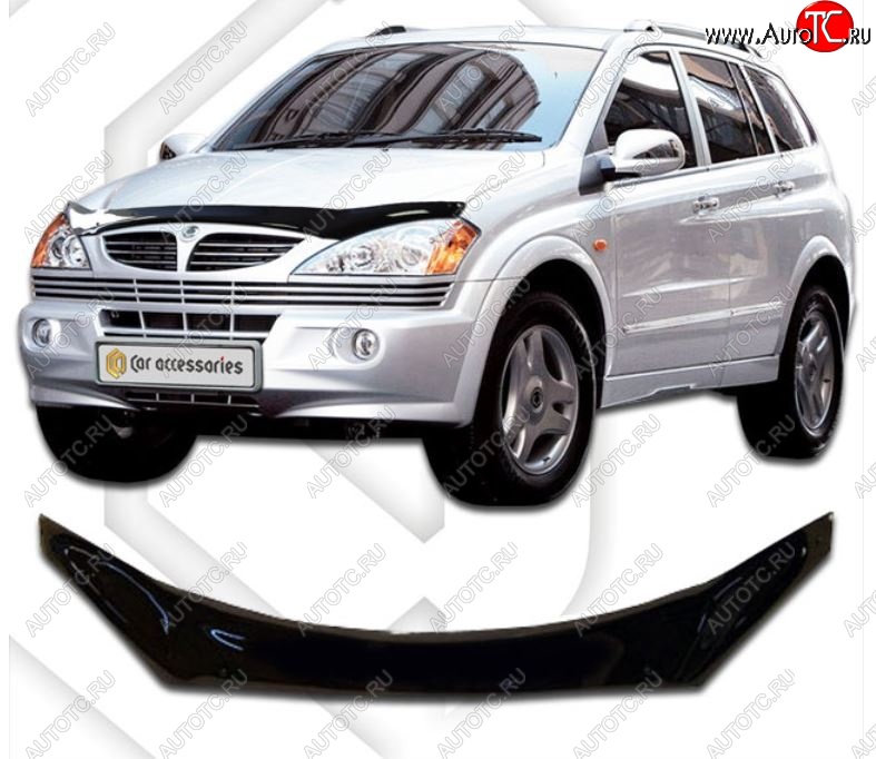 2 199 р. Дефлектор капота CA-Plastiс exclusive SSANGYONG Kyron дорестайлинг (2005-2007) (Classic черный, Без надписи)  с доставкой в г. Москва