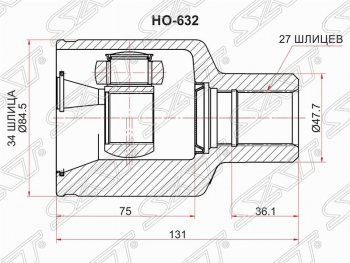 Шрус (внутренний) SAT (34*27*47.7 мм) SSANGYONG Kyron дорестайлинг (2005-2007)