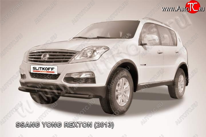 10 999 р. Защита переднего бампер Slitkoff SSANGYONG Rexton Y290 (2012-2017) (Цвет: серебристый)  с доставкой в г. Москва