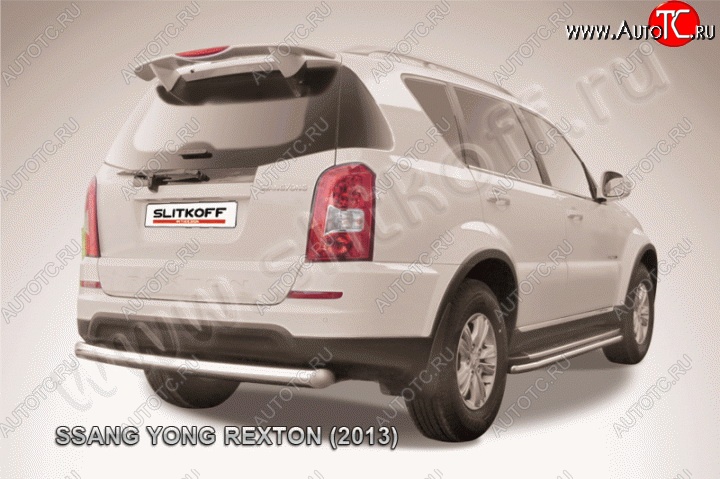 10 799 р. Защита заднего бампера из трубы диаметром 76 мм Slitkoff  SSANGYONG Rexton  Y290 (2012-2017) (Цвет: нержавеющая полированная сталь)  с доставкой в г. Москва