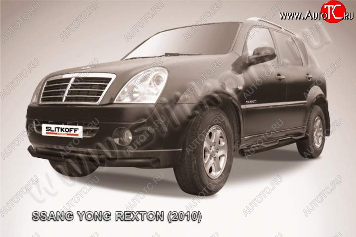 8 799 р. Защита переднего бампер Slitkoff  SSANGYONG Rexton  Y250 (2006-2012) (Цвет: серебристый)  с доставкой в г. Москва