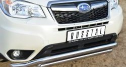 22 999 р. Защита переднего бампера (2 трубыØ63 мм, волна, нержавейка) SLITKOFF  Subaru Forester  SJ (2012-2016) дорестайлинг  с доставкой в г. Москва. Увеличить фотографию 2