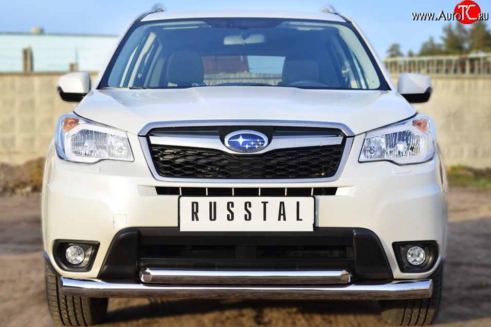 21 449 р. Защита переднего бампера (2 трубыØ76 и 63 мм, нержавейка) SLITKOFF  Subaru Forester  SJ (2012-2016) дорестайлинг  с доставкой в г. Москва