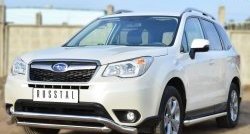 13 849 р. Защита порогов из круглой трубы диаметром 63 мм Russtal Subaru Forester SJ дорестайлинг (2012-2016) (Защита порогов с со скосами на торцах (вариант 1))  с доставкой в г. Москва. Увеличить фотографию 4