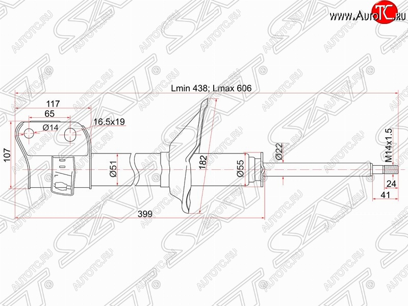 3 599 р. Левый амортизатор передний SAT Subaru Forester SF рестайлинг (2000-2002)  с доставкой в г. Москва