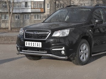 27 999 р. Защита переднего бампера (2 трубы Ø63 и 42 мм, нержавейка) SLITKOFF Subaru Forester SJ рестайлинг (2016-2019)  с доставкой в г. Москва. Увеличить фотографию 2