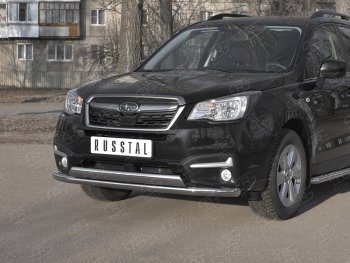 13 999 р. Защита переднего бампера (2 трубы Ø63 и 75х42 мм, нержавейка) Russtal Subaru Forester SJ рестайлинг (2016-2019)  с доставкой в г. Москва. Увеличить фотографию 2