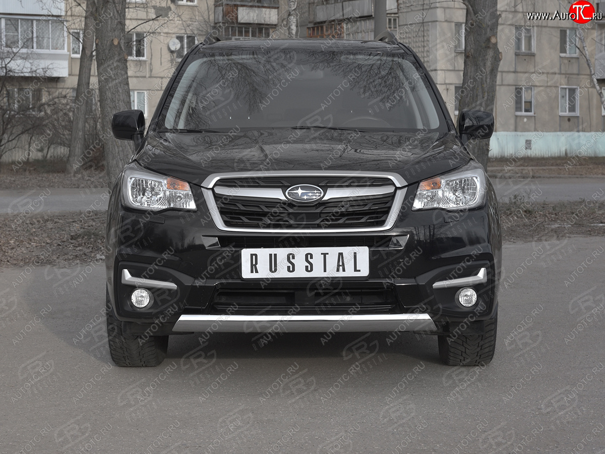 15 649 р. Защита переднего бампера (Ø75x42 мм, нержавейка) Russtal Subaru Forester SJ рестайлинг (2016-2019)  с доставкой в г. Москва