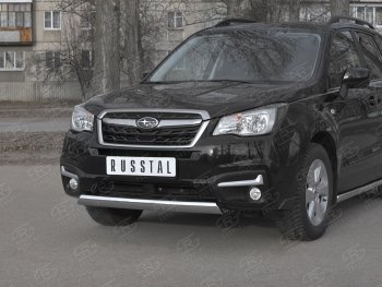 15 649 р. Защита переднего бампера (Ø75x42 мм, нержавейка) Russtal Subaru Forester SJ рестайлинг (2016-2019)  с доставкой в г. Москва. Увеличить фотографию 2