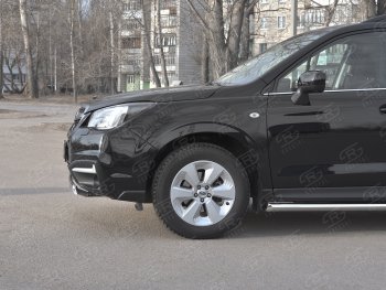 15 649 р. Защита переднего бампера (Ø75x42 мм, нержавейка) Russtal Subaru Forester SJ рестайлинг (2016-2019)  с доставкой в г. Москва. Увеличить фотографию 3