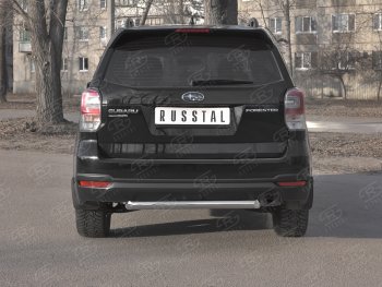 Защита заднего бампера (Ø63, нержавейка) SLITKOFF Subaru (Субару) Forester (Форестер)  SJ (2016-2019) SJ рестайлинг