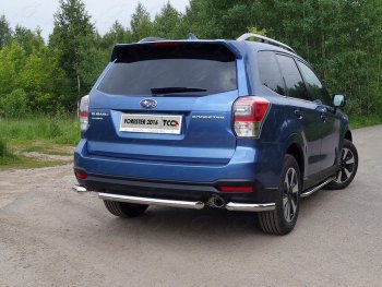 Защита заднего бампера (уголки) ТСС 60,3мм Subaru (Субару) Forester (Форестер)  SJ (2016-2019) SJ рестайлинг  (короткие, под брызговики)