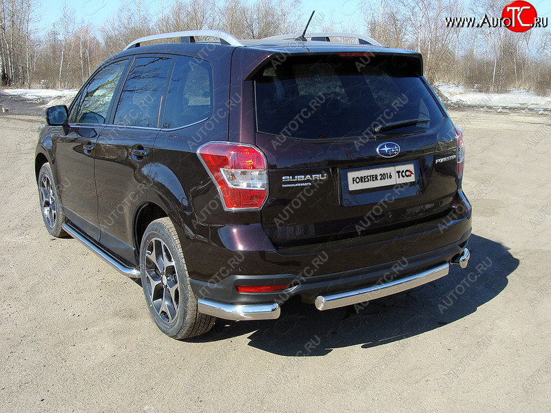 20 899 р. Защита заднего бампера (уголки овальные) ТСС 75х42 мм  Subaru Forester  SJ (2016-2019) рестайлинг (короткие, под брызговики)  с доставкой в г. Москва