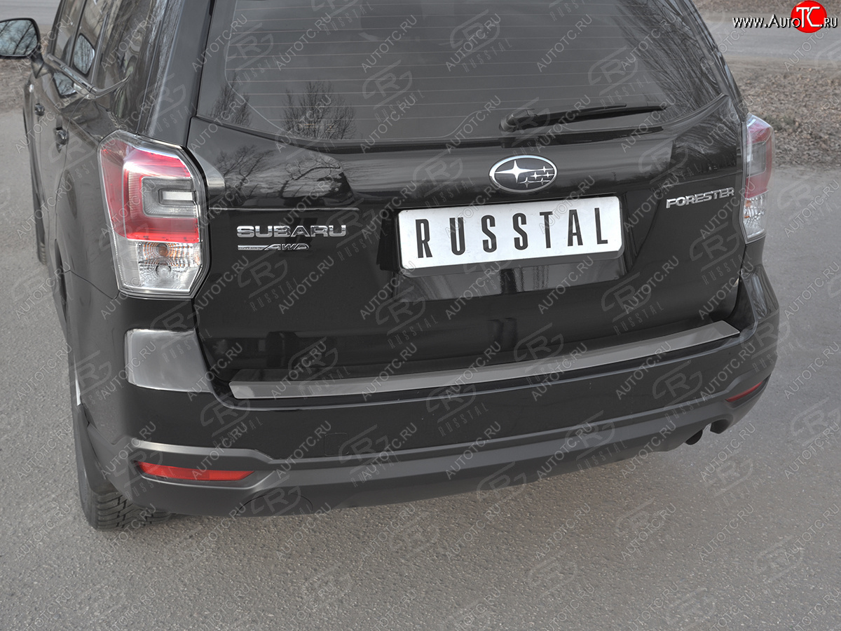 2 599 р. Защитная накладка заднего бампера на Russtal Subaru Forester SJ рестайлинг (2016-2019) (Нержавейка полированная)  с доставкой в г. Москва