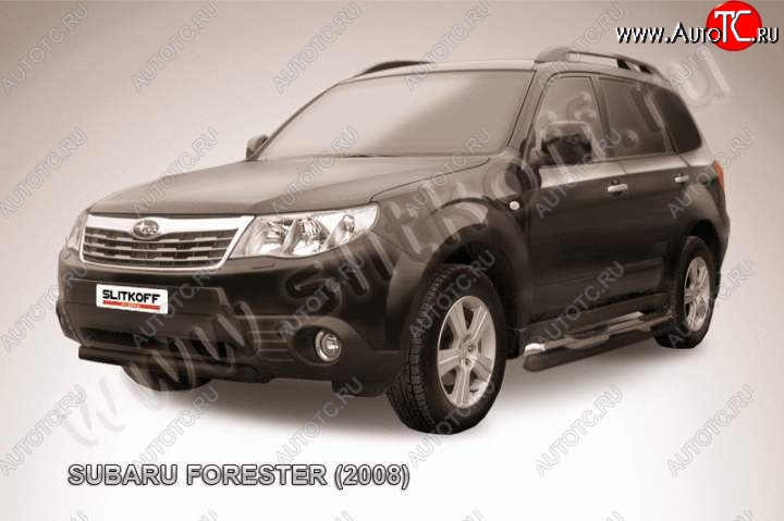 4 599 р. защита переднего бампера Slitkoff  Subaru Forester  SH (2008-2013) (Цвет: серебристый)  с доставкой в г. Москва