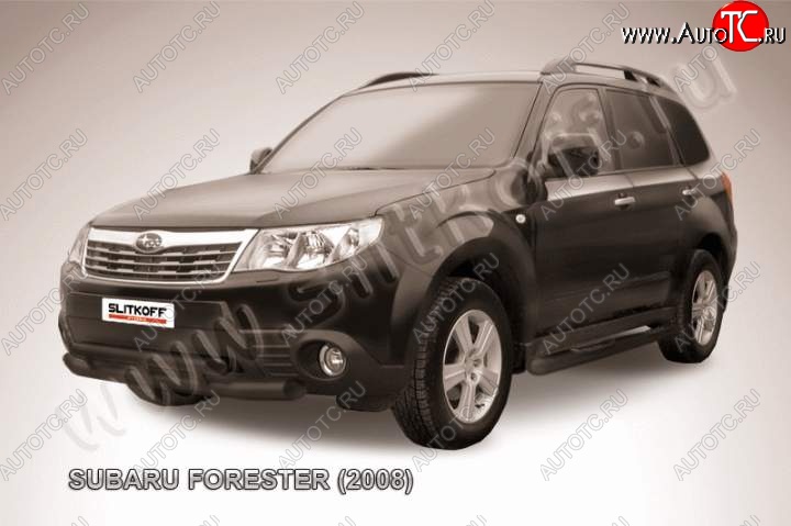 10 299 р. Защита переднего бампер Slitkoff  Subaru Forester  SH (2008-2013) (Цвет: серебристый)  с доставкой в г. Москва